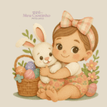 Baby Menina Páscoa - Topo de Bolo