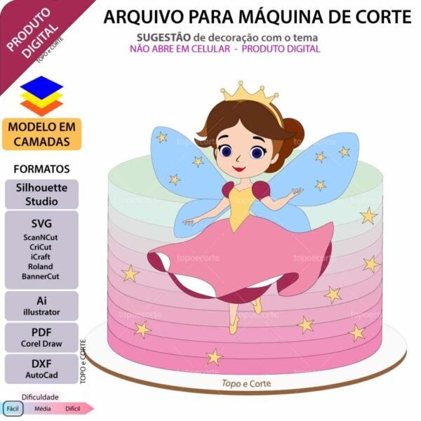 Fadinha Princesa - Topo de Bolo - Imagem 1