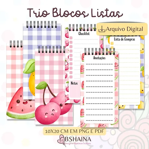 Miolo Bloco Lista de Compras e Anotações