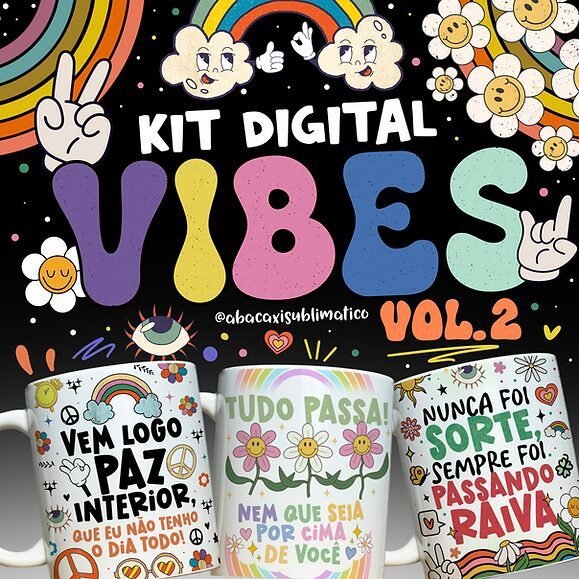 Vibe-2-2-2.jpg Lançamento VIBES Vol. 2 - Estampas para Canecas (Abacaxi Sublimatico) - Imagem 1