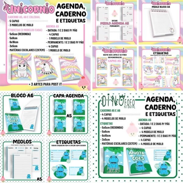 Kits Escolares - Dino | Unicórnio 2023 - Imagem 1