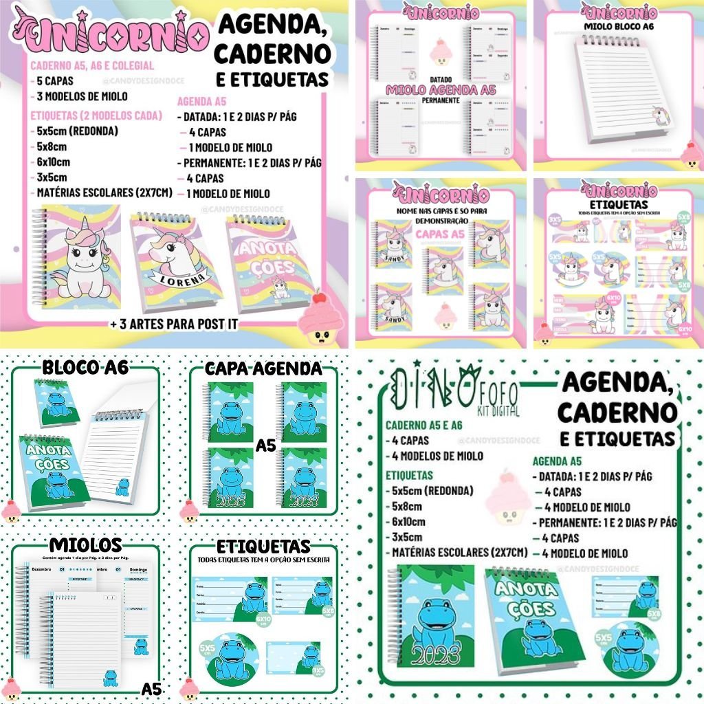 Volta-as-Aulas-Candy-Design.jpg Kits Escolares - Dino | Unicórnio 2023 - Imagem 1