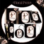 Combo Alfabeto Floral Preto e Rosa - Encadernação