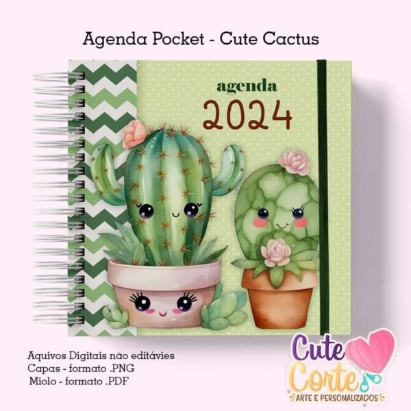 Agenda Pocket ( 4 capas/1miolo) - Cactus Cute 1DPP - Imagem 4