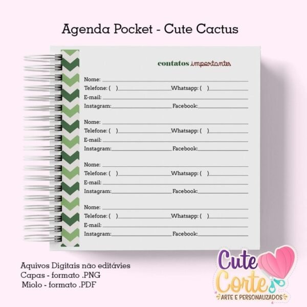 Agenda Pocket ( 4 capas/1miolo) - Cactus Cute 1DPP - Imagem 6