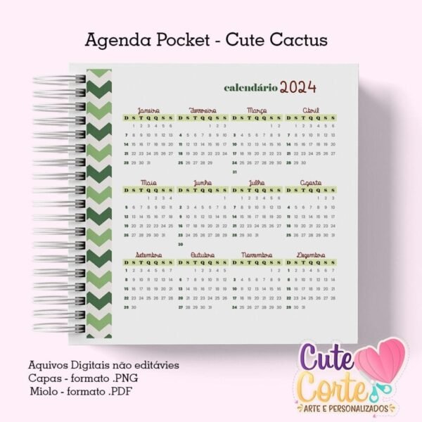 Agenda Pocket ( 4 capas/1miolo) - Cactus Cute 1DPP - Imagem 7
