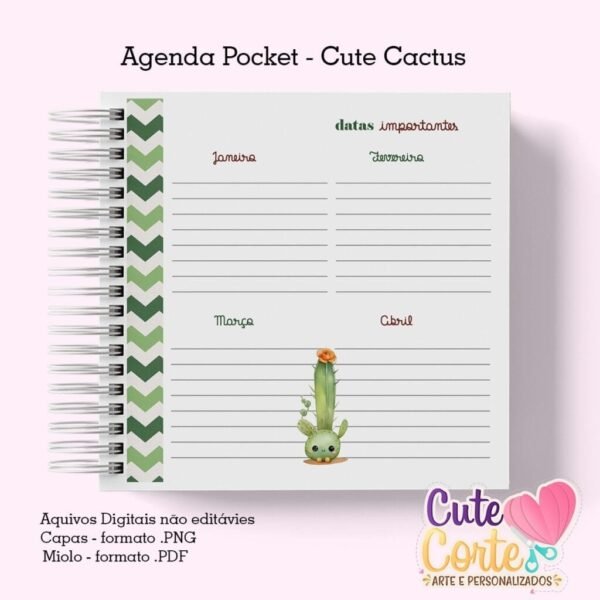 Agenda Pocket ( 4 capas/1miolo) - Cactus Cute 1DPP - Imagem 9