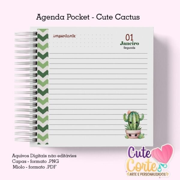 Agenda Pocket ( 4 capas/1miolo) - Cactus Cute 1DPP - Imagem 11