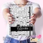 Caderno A5 Receitas + Bloquinho Lista de Compras A6. N8