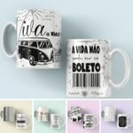 5 Estampas Canecas - Frases