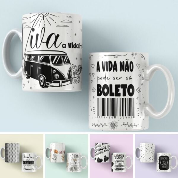 5 Estampas Canecas - Frases - Imagem 1
