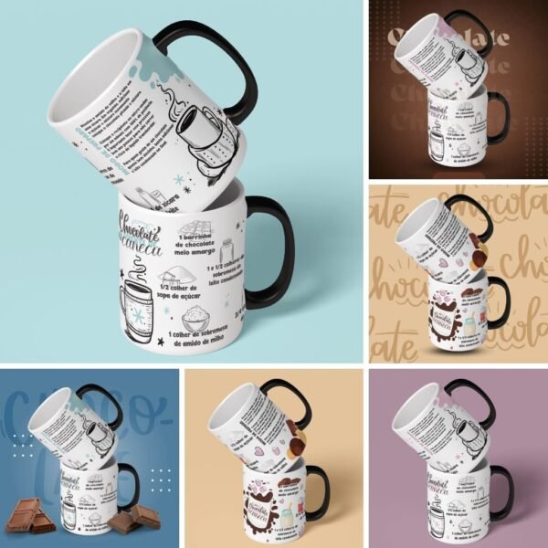 3 Estampas Canecas - Receita de Chocolate Quente - Imagem 1