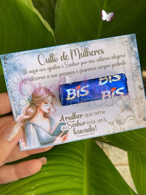 PDF Card azul mulher louvada para Bis - Imagem 1