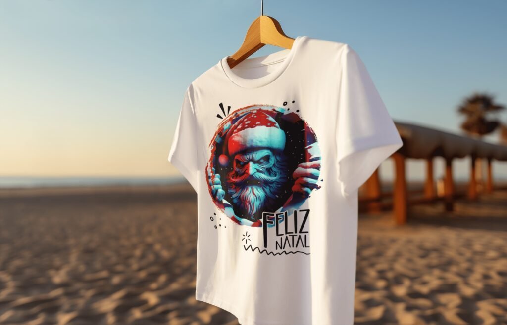 ai-generated-mockup-of-a-crewneck-t-shirt-placed-on-a-hanger-at-the-beach-m33563-4-1.jpg Estampas Noel de Terror - Camisas (Ana Melin) - Imagem 4