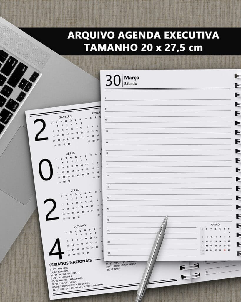 Miolo Agenda Executiva 2024 tamanho 20 x 27,5 cm (A4) 1DPP - Imagem 1
