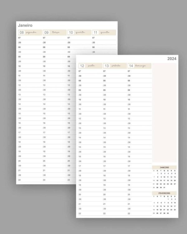 Kit Agendamento Semanal 2024 tamanho 18×27 até 22h - Psicólogos e Terapeutas (Bicho Papel) - Imagem 2