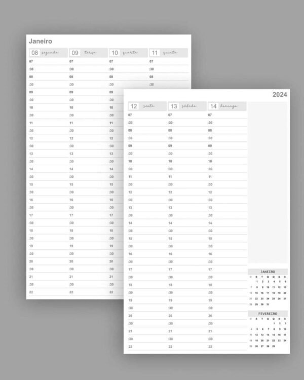 Kit Agendamento Semanal 2024 tamanho 18×27 até 22h - Psicólogos e Terapeutas (Bicho Papel) - Imagem 3