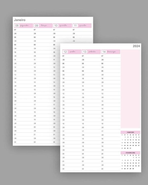 Kit Agendamento Semanal 2024 tamanho 18×27 até 22h - Psicólogos e Terapeutas (Bicho Papel) - Imagem 4