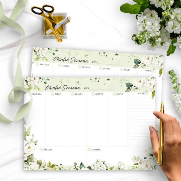Kit Desk Planners e Bloquinhos Coleção Rosas Brancas + Brinde (Bicho Papel) - Imagem 6