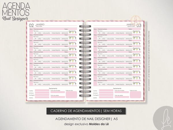 Miolo Agendamento Nail Designer Datado 2024 | Sem Horas - Imagem 3