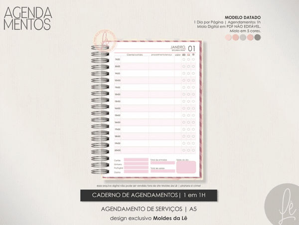 Miolo Agendamento de SERVIÇOS Datado 2024 | 1 em 1h - Imagem 1
