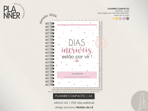 Planner Compacto - A5 | DATADO 2024 - Imagem 1