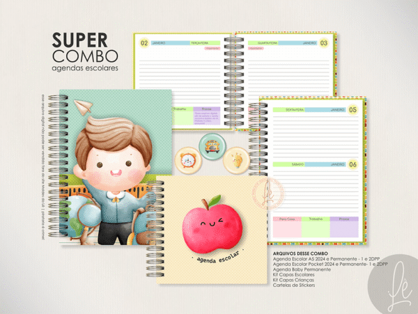 SUPER COMBO - Agendas Escolares (Moldes da Lê) - Imagem 1