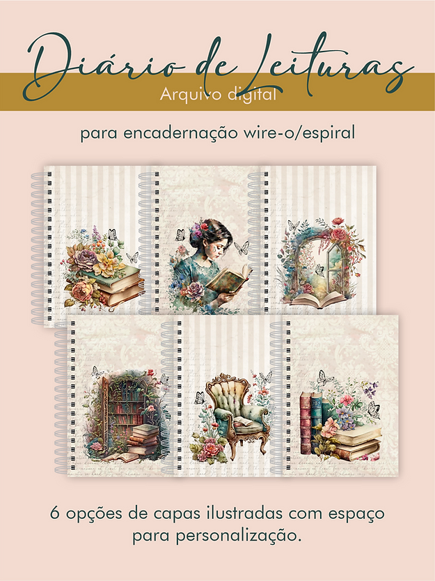 cf4a68_c1b87743833e4912a788d58ee9454905mv2.webp Diário de Leitura Vintage Wire-o e Espiral - Imagem 1