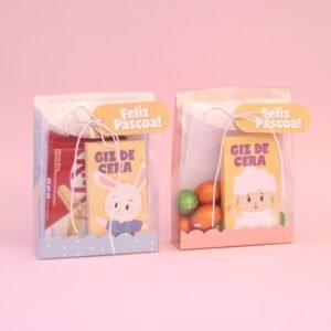 Duo Bolsinhas de Páscoa em Acetato com Kit para Colorir | Coelho e Cordeiro