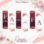 Capas Alfabeto Floral Bordô - Imagem 5