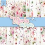 Kit Paisagem Floral e Borboletas Pastel 01