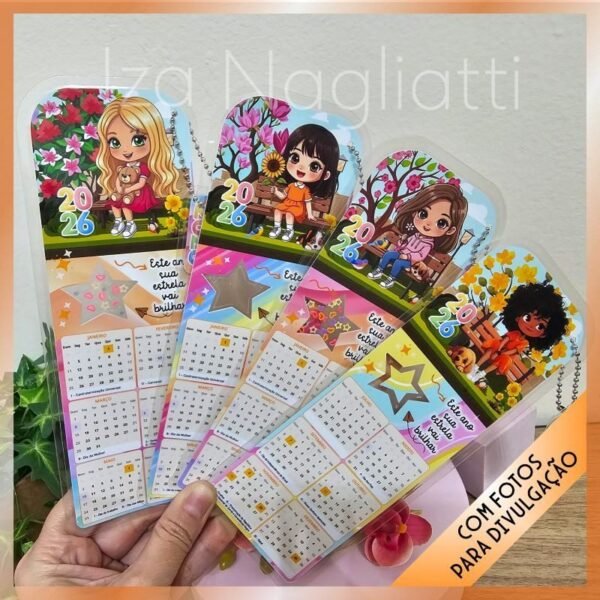 4 Modelos de marca páginas com calendário – Meninas 2026 (Iza) - Imagem 1