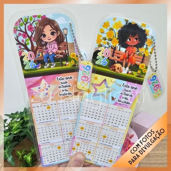 4 Modelos de marca páginas com calendário – Meninas 2026 (Iza) - Imagem 2