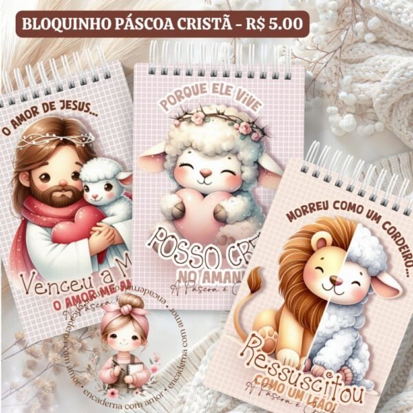 Trio Bloquinho Páscoa Cristã - Imagem 1