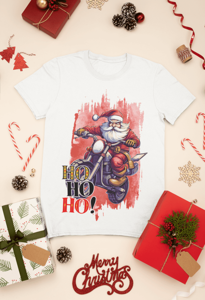 mockup-of-a-t-shirt-surrounded-by-christmas-presents-and-decorations-30632-2 Estampas Papai Noel Bombado - Camisas (Ana Melin) - Imagem 20