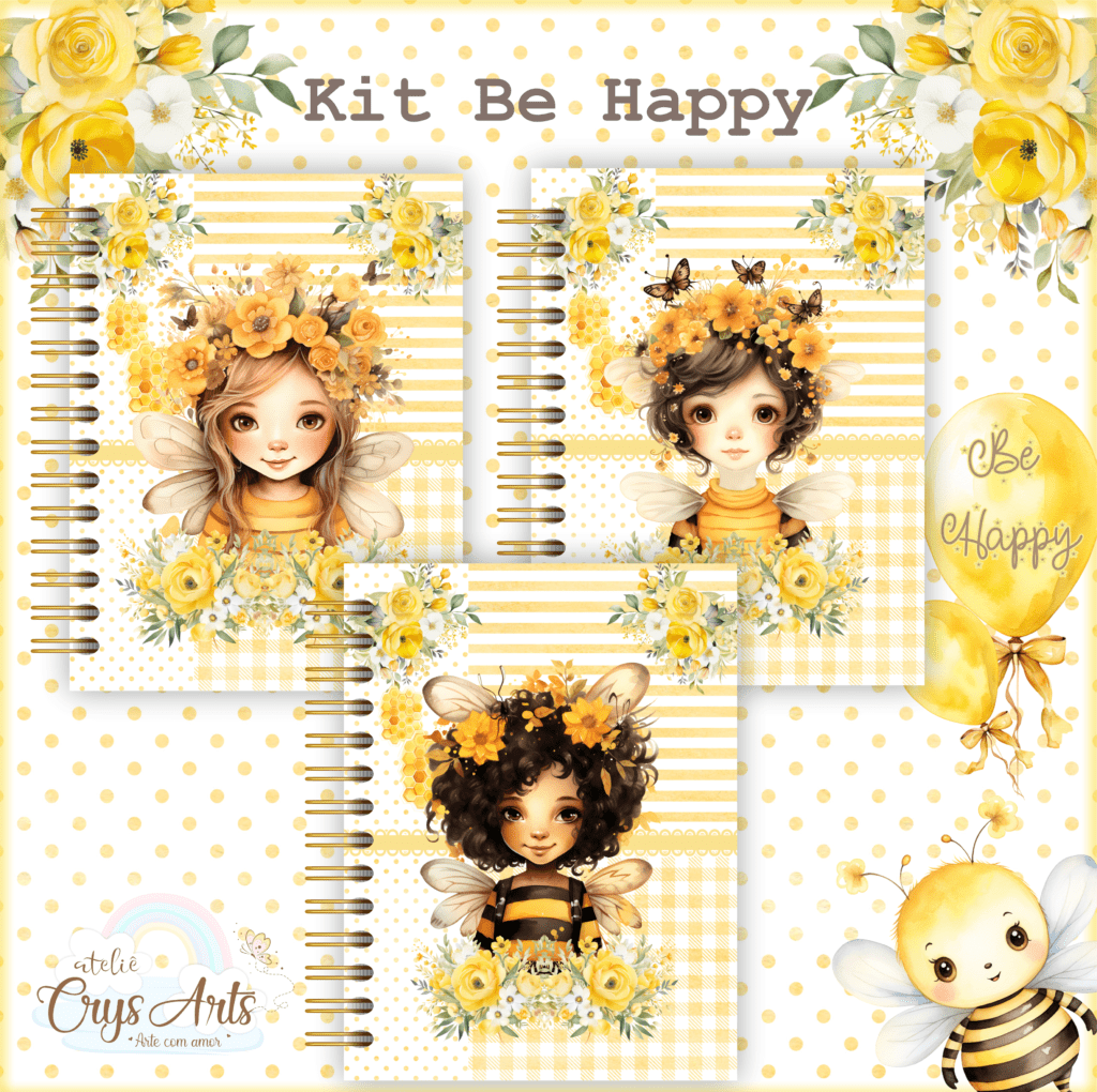 mockup4 Kit Be Happy - Blocos | Capas | Canecas Rosqueaveis (Clube da Crys) - Imagem 1
