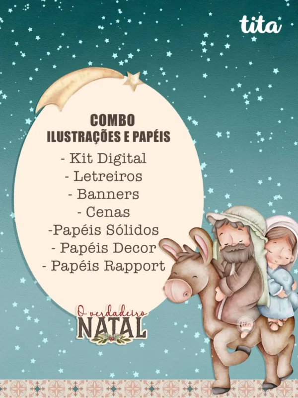 O Verdadeiro Natal - Combo de Ilustrações e Papéis (Tita) - Imagem 1