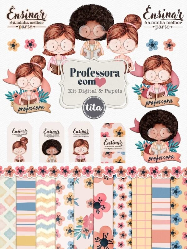 Professora com Amor - Kit Digital (Tita) - Imagem 1