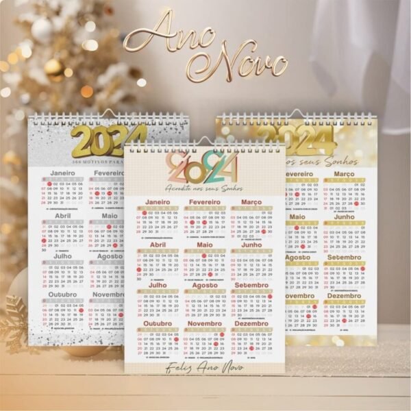 Pacote de Artes Calendários A4 - Ano Novo 2024 V23 (Vintage) - Imagem 13