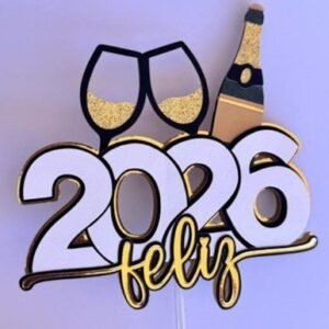 Feliz 2026 - Topo de Bolo