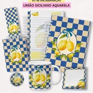 Coleção Limão Siciliano Aquarela - Kit de Encadernação