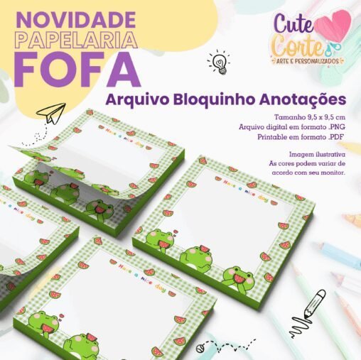 Bloquinho-–-95x95mm-–-Frog-with-Watermelon-N1-–-Papelaria-Fofa-53