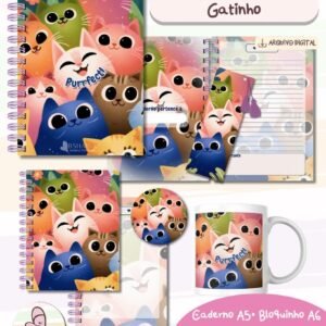 Combo Caderno Gatinho