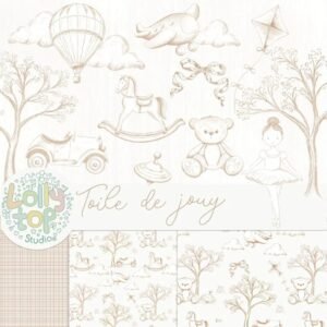 Toile de jouy – Brinquedos Bege
