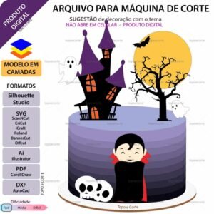 Halloween Drácula - Topo de Bolo