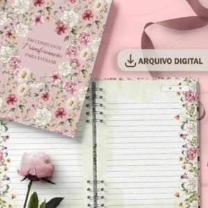 Kit 5 Capas e 5 Miolos Pautado Coleção Flores e Cores (Bicho Papel)