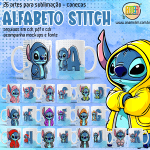 Alfabeto Stitch - Artes Caneca