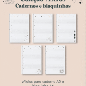 Caderno e bloquinho Costura Coleção Astros (Perfeito Miolo)