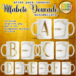 Alfabeto Dourado Minimalista - Artes Caneca