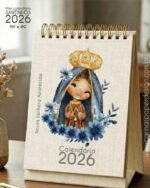 Mini Calendário de mesa A6 Santinhos PDF (Carinas Paper)
